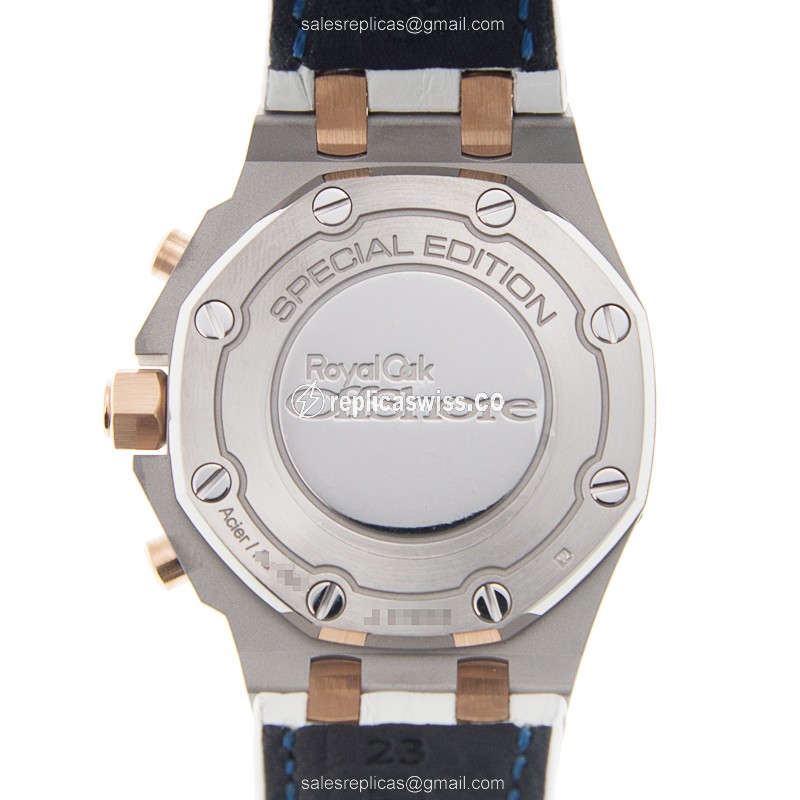 Rolex ROYAL OAK Replica - Automatic - Rose Gold - Diamonds - Silver Dial - Alligator White Strap - View 3