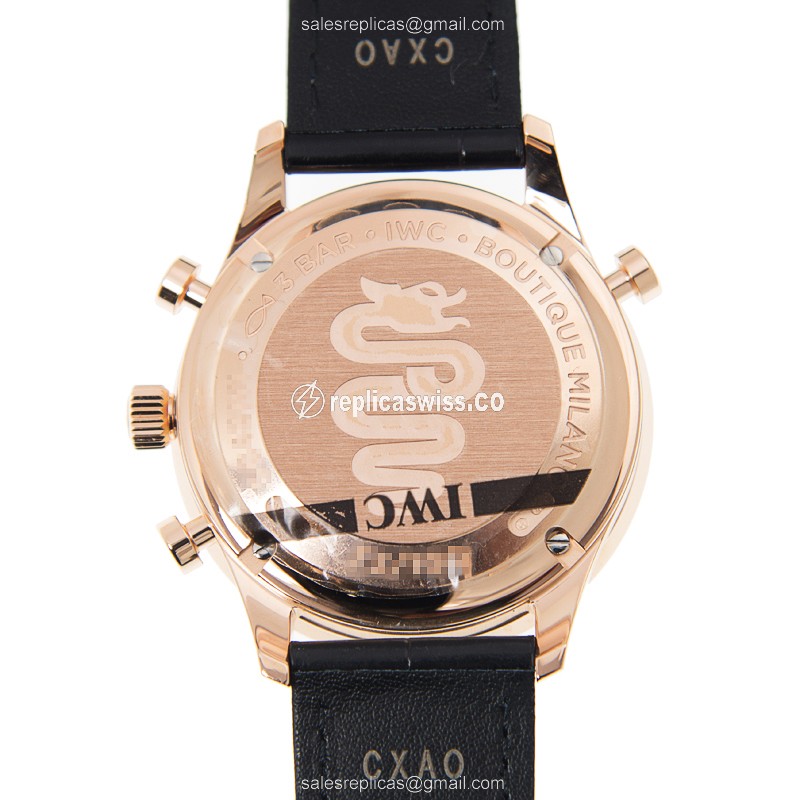 IWC Portuguese Replica - Automatic - 18kt Rose Gold - Blue Dial - Buckle Clasp - Black Alligator Strap - View 3