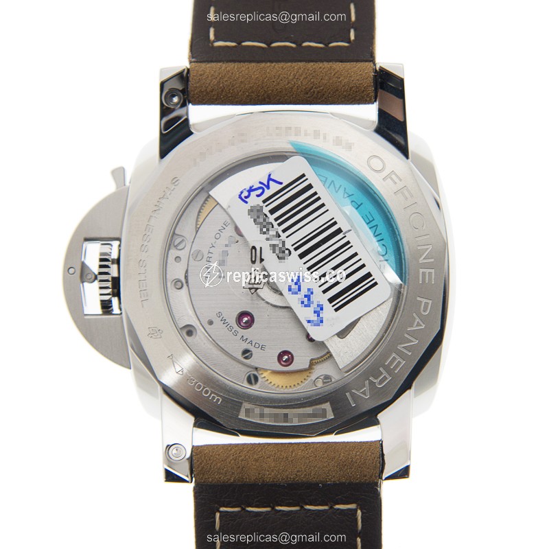 Panerai PAM01499 Replica - Automatic - Steel - White Dial - Brown Cowhide Buckle - View 3