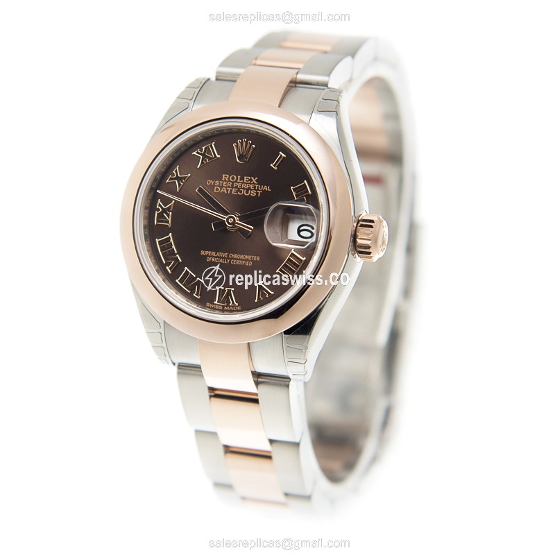 Rolex Datejust Replica - Automatic - 18kt Rose Gold & Steel - Brown Dial - View 3
