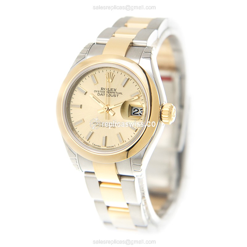 Rolex Datejust Replica - Automatic - 18kt Gold - Steel Case on Gold Strap - View 3