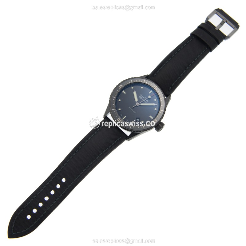 Blancpain 5000-0130-B52A Replica - Automatic - Ceramic - Black Dial - Nylon Black Strap - View 2