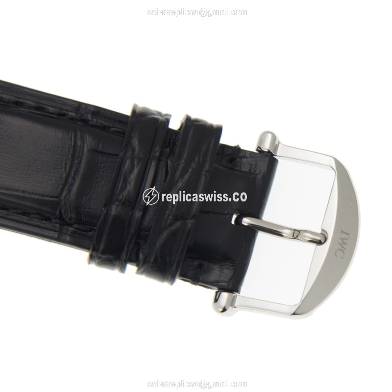 IWC Portofino Replica - Automatic - Stainless Steel - Silver Dial - Black Alligator Buckle - View 4