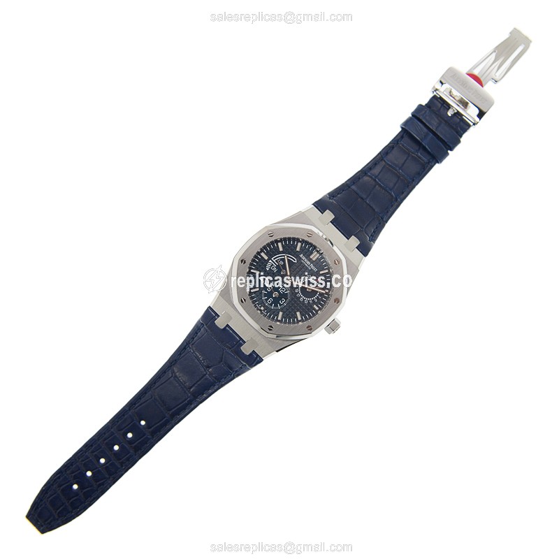 Automatic ROYAL OAK Replica - Audemars Piguet - Blue Steel Case - Blue Rubber Strap - Clasp - View 2