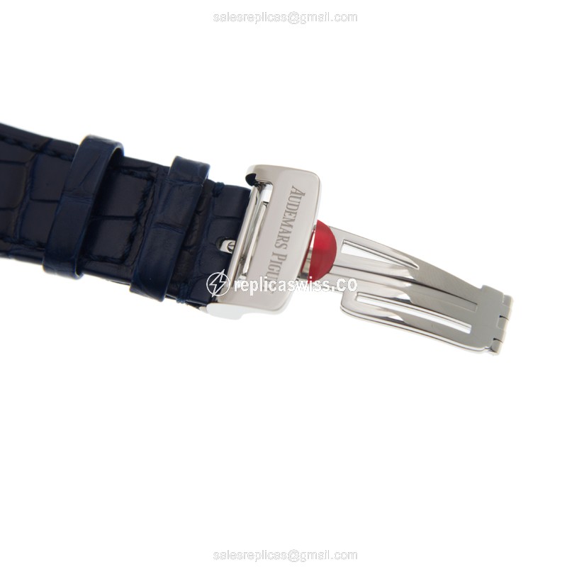 Automatic ROYAL OAK Replica - Audemars Piguet - Blue Steel Case - Blue Rubber Strap - Clasp - View 4