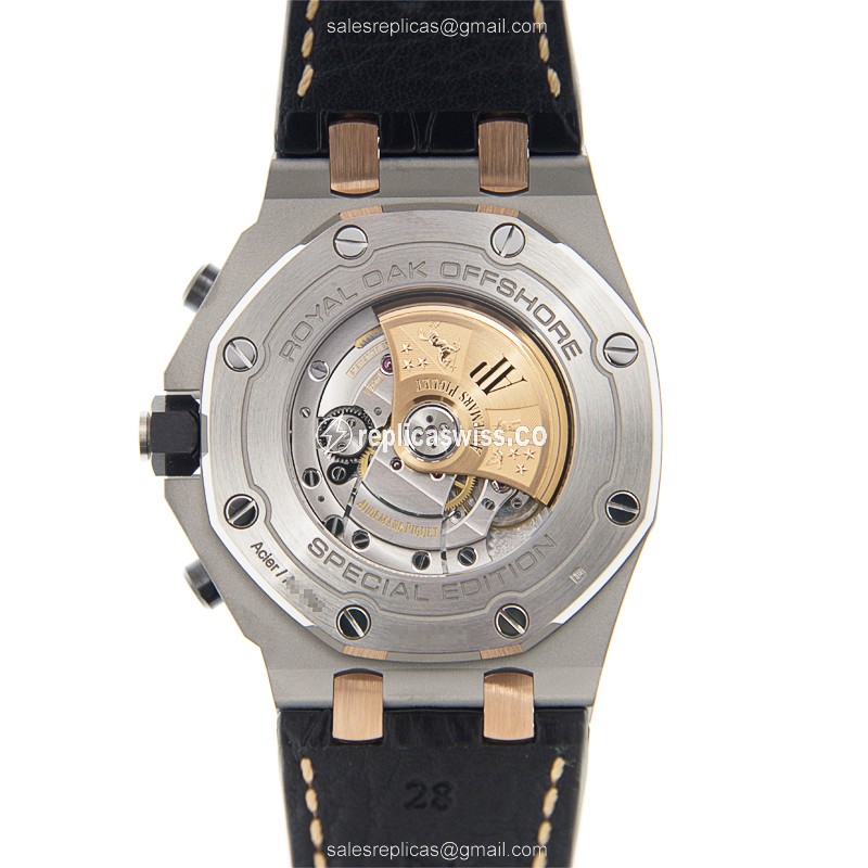 Audemars Piguet Royal Oak Offshore - Auto - 18kt Rose Gold/Steel - Blue Dial - Rubber Black Strap - View 3
