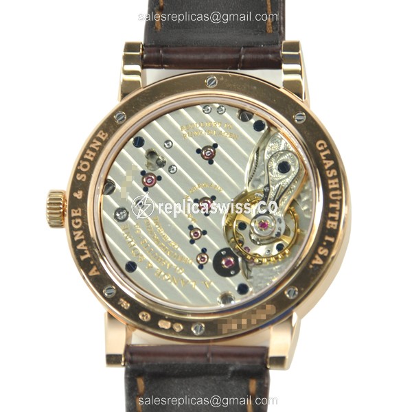 A Lange & Sohne 233.032 1815 Chrono - Auto - 18kt Rose Gold - White Dial - Brown Alligator Buckle - View 3