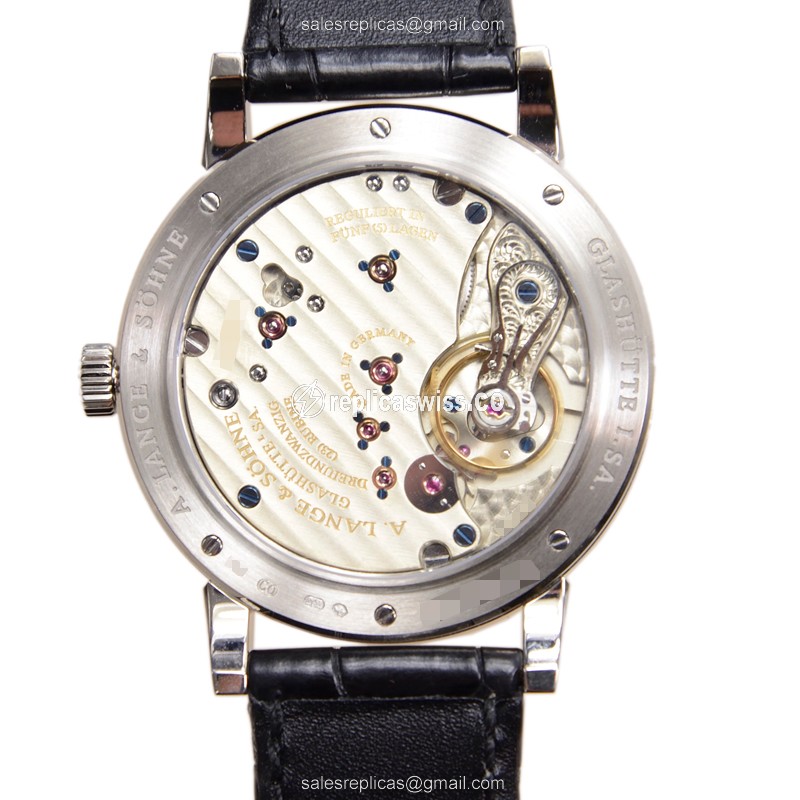 A Lange & Sohne 233.026 Replica - Manual Wind - 18kt Gold - White Dial - Black Alligator Strap - View 3