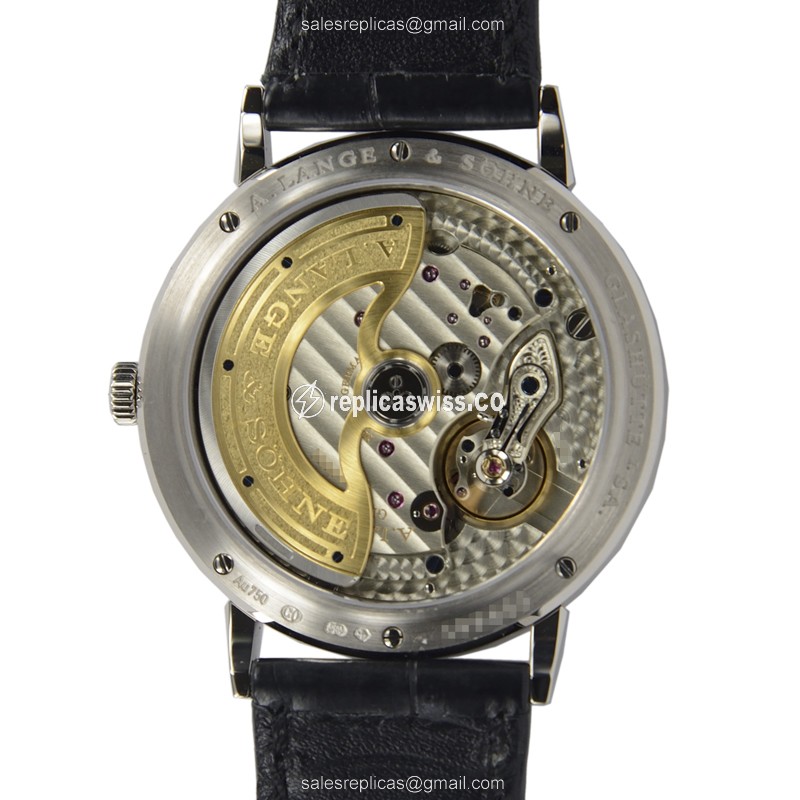A Lange & Sohne SAXONIA Replica - Automatic 18kt White Gold - White Dial - Alligator Black Strap - View 3