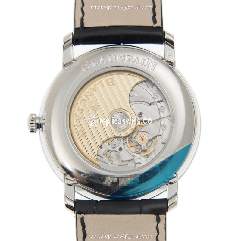 Blancpain Villeret Replica - Automatic - Stainless Steel - White Dial - Black Alligator Strap - View 3