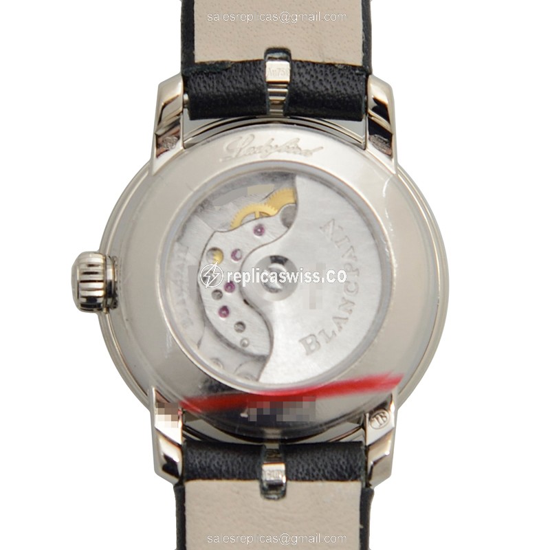 Blancpain Ladybird Replica - Auto - 18kt White Gold - Diamond - Silver Dial - Black Alligator Buckle - View 3