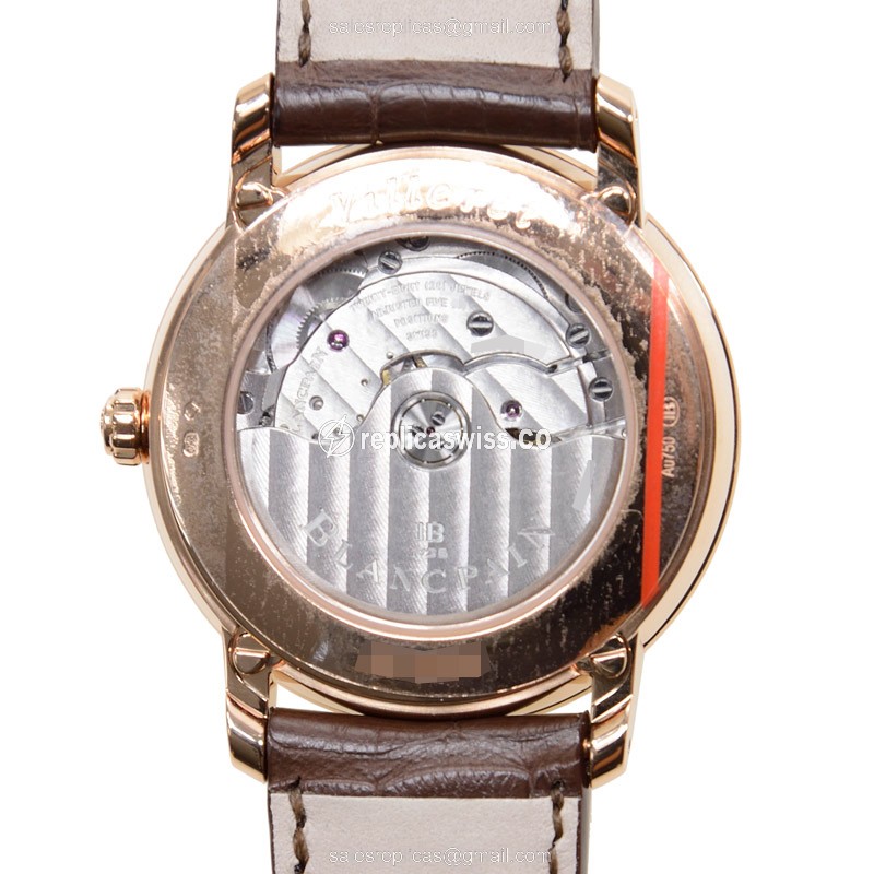 Blancpain Villeret 6057-3642-55A - Auto 18kt Rose Gold - White Dial - Alligator Black Buckle - View 3