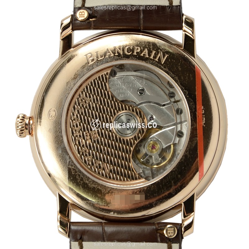 Blancpain Villeret 6651C-3642-55A - Automatic 18kt Rose Gold - White Dial - Brown Alligator Buckle - View 3