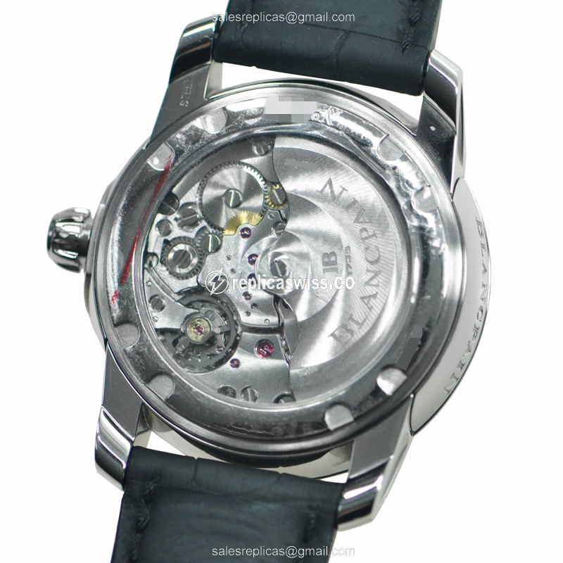 Blancpain L-EVOLUTION Replica - Automatic - Steel Case - Gray Dial - Black Alligator Strap - View 3