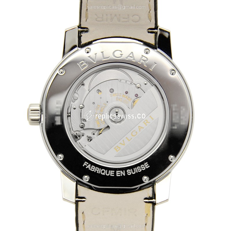 Bulgari BB41WSLD Replica - Automatic - Stainless Steel - White Dial - Black Alligator Strap - View 3