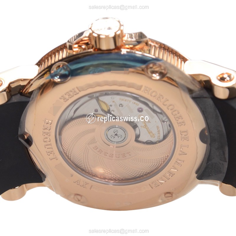 Breguet 5857BR/Z2/5ZU Marine - Automatic 18kt Rose Gold - Dark Grey Dial - Black Rubber Strap - View 4