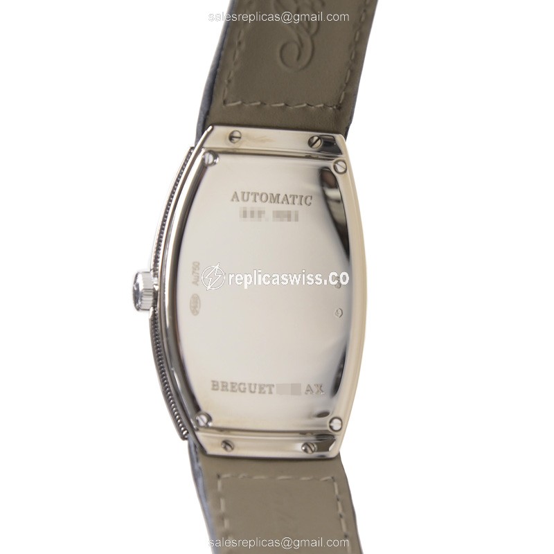Breguet Patrimony Traditionelle Replica - 18kt White Gold - Diamond - Auto Movement - White Dial - Black Leather Strap - View 3