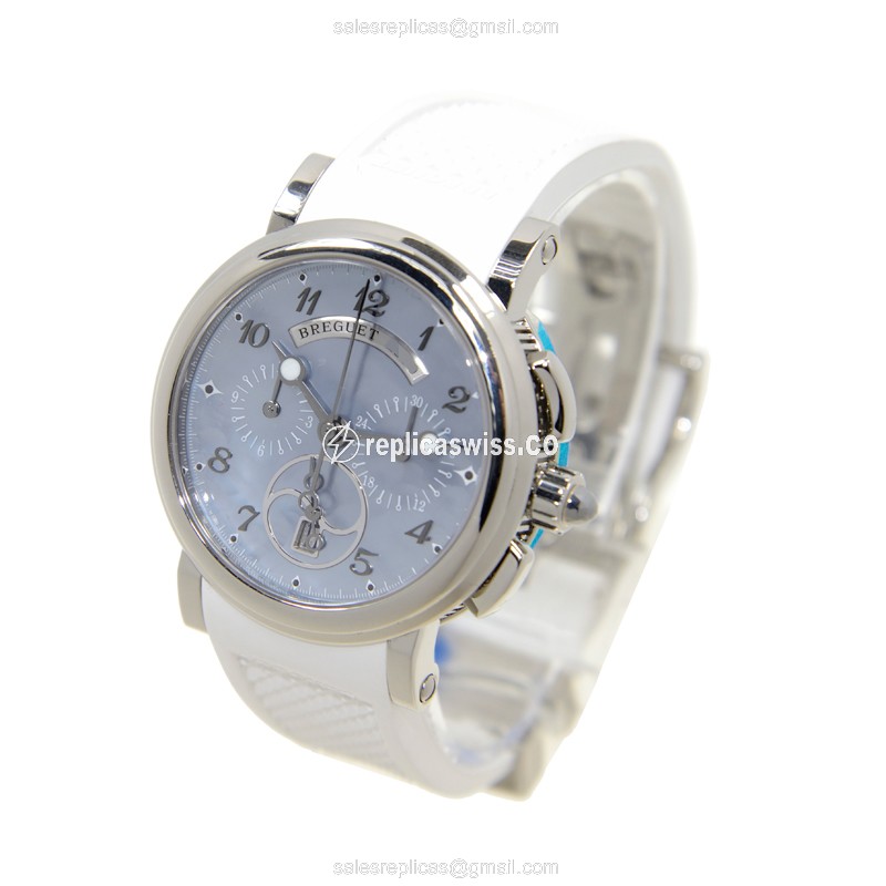 Breguet 8827ST/59/586 MARINE - Automatic - Steel Case - Blue Dial - White Rubber Strap - View 3