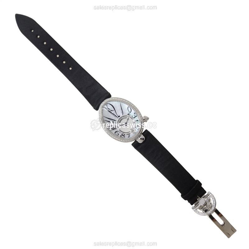 Breguet REINE DE NAPLES 8918BB/58/864/D00D - Auto 18kt White Gold - Diamond Dial - Silk Black Strap - View 2