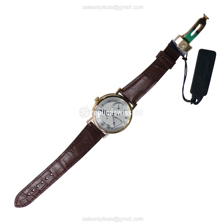 Breguet 7137BA/11/9V6 Classic - Automatic - 18kt Yellow Gold - Silver Dial - Brown Alligator Strap - View 2