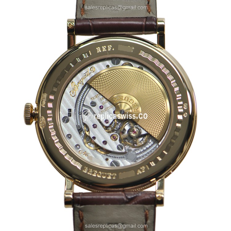 Breguet 7137BA/11/9V6 Classic - Automatic - 18kt Yellow Gold - Silver Dial - Brown Alligator Strap - View 3