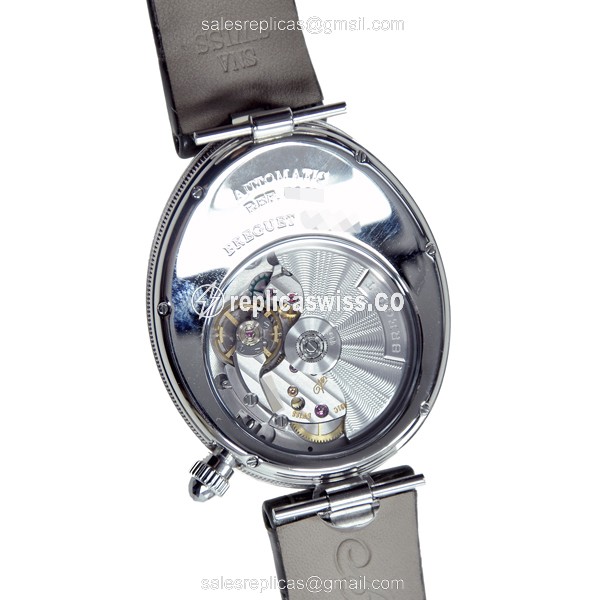 Breguet REINE DE NAPLES Replica - Automatic - Stainless Steel - White Dial - Black Alligator Strap - View 3