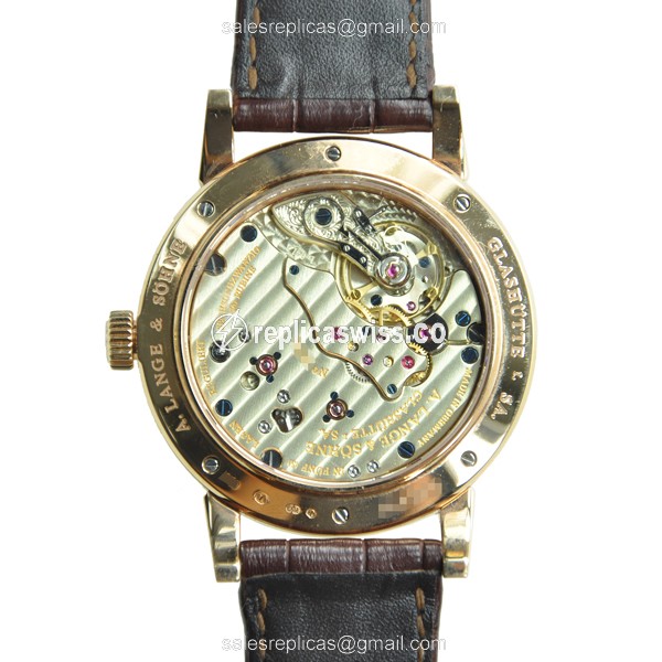 A Lange & Sohne 232.032 Replica - Manual Wind - 18kt Rose Gold - Silver Dial - Brown Alligator Buckle - View 3