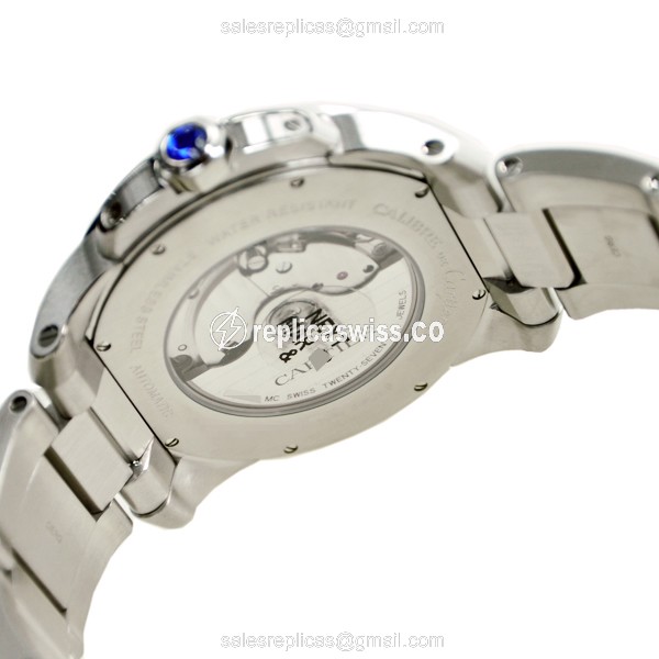 Cartier W7100015 Replica - Automatic - Steel Case - White Dial - Silver Steel Strap - View 4