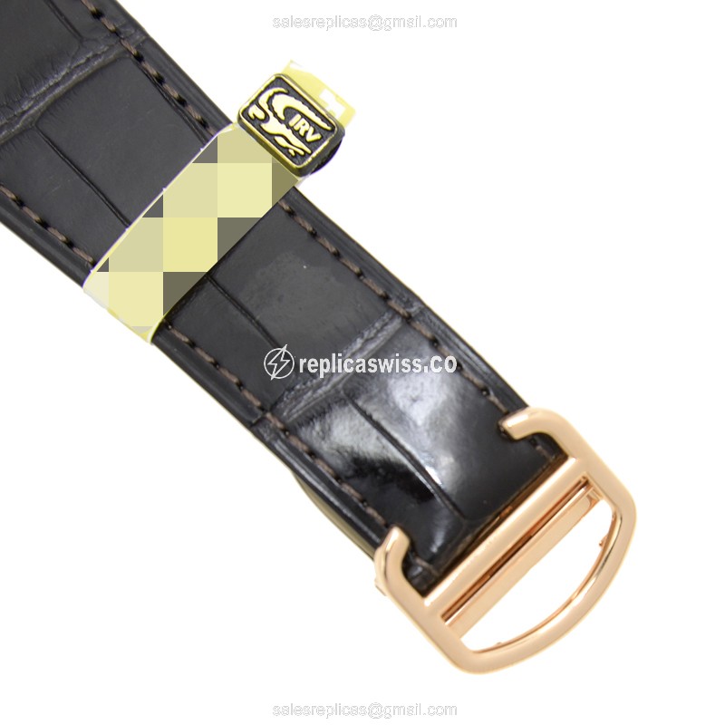 Cartier TANK Replica - Automatic - 18kt Rose Gold - White Dial - Brown Alligator Strap - View 4