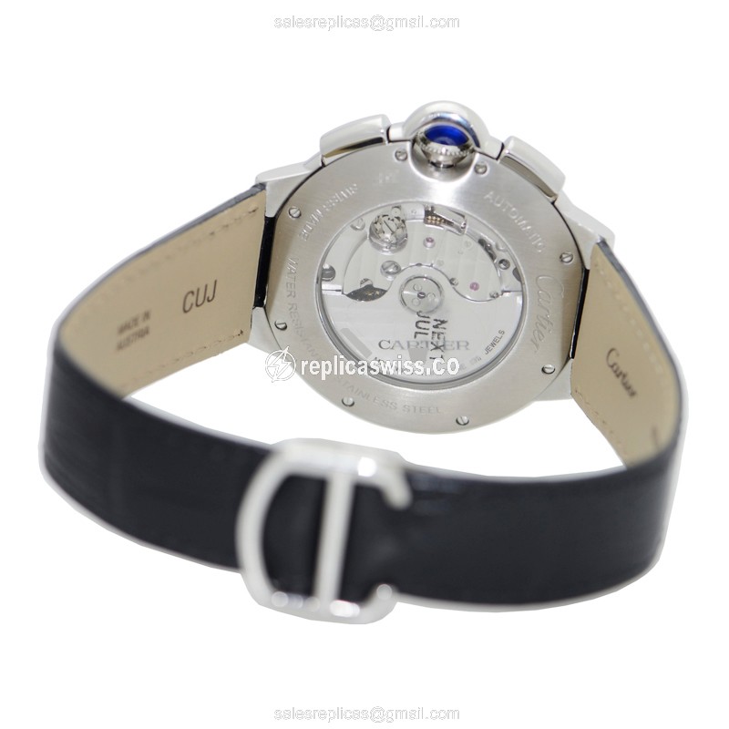 Cartier Ballon Bleu Automatic - Black Dial - Steel Case - Black Alligator Strap - View 4