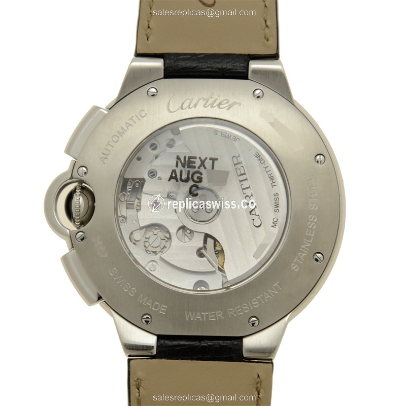 Cartier Ballon Bleu Replica - Automatic - Steel - Silver Dial - Black Alligator Strap - View 3