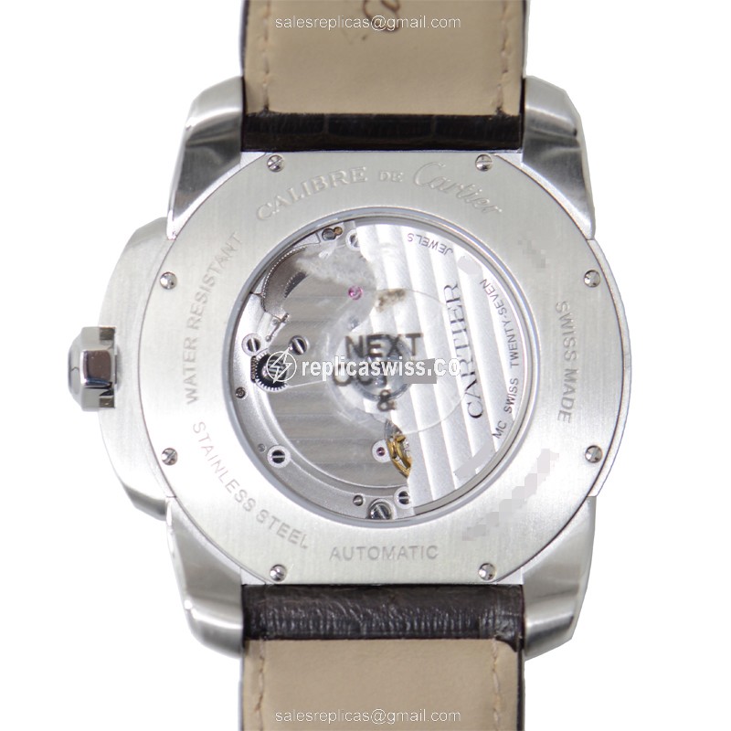 Cartier W7100051 Replica - Automatic - 18kt Rose Gold - Brown Dial - Alligator Brown Strap - View 4