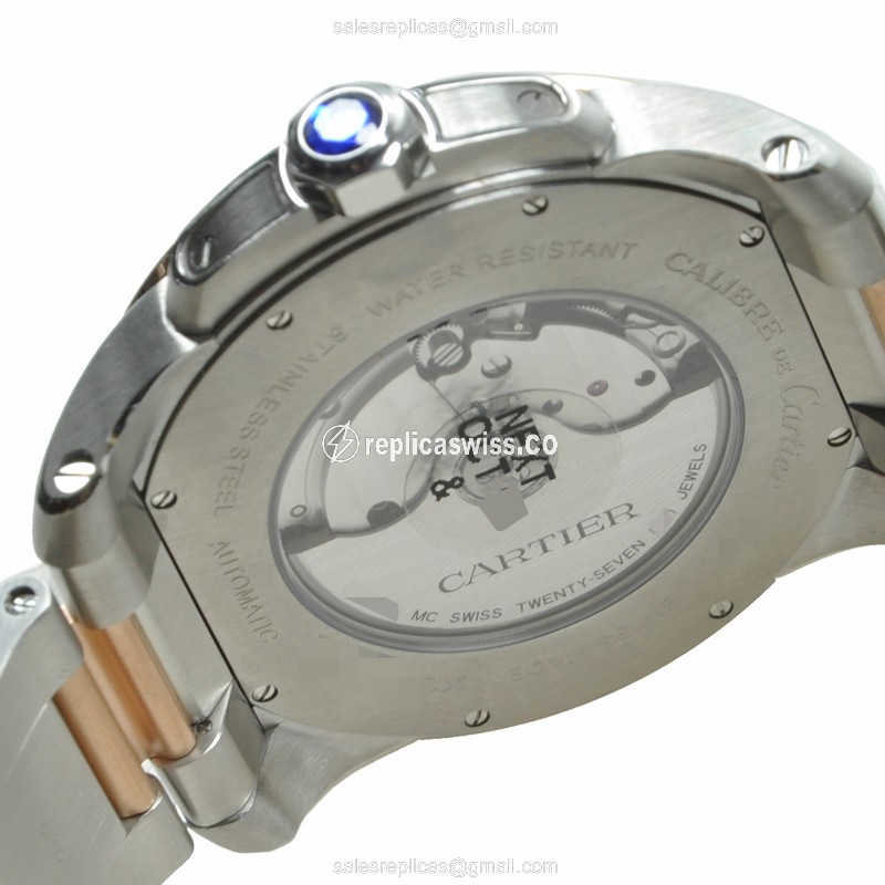 Cartier W7100050 Replica - Automatic 18kt Rose & Steel - Brown Dial - Silver Strap - View 4