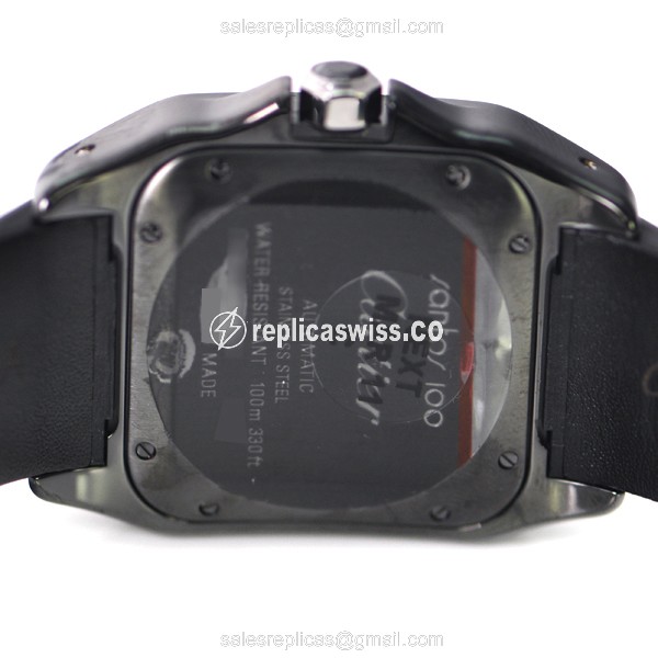 Cartier Santos Replica - Automatic - Black Dial - Silk Strap - Clasp - 40mm - View 4