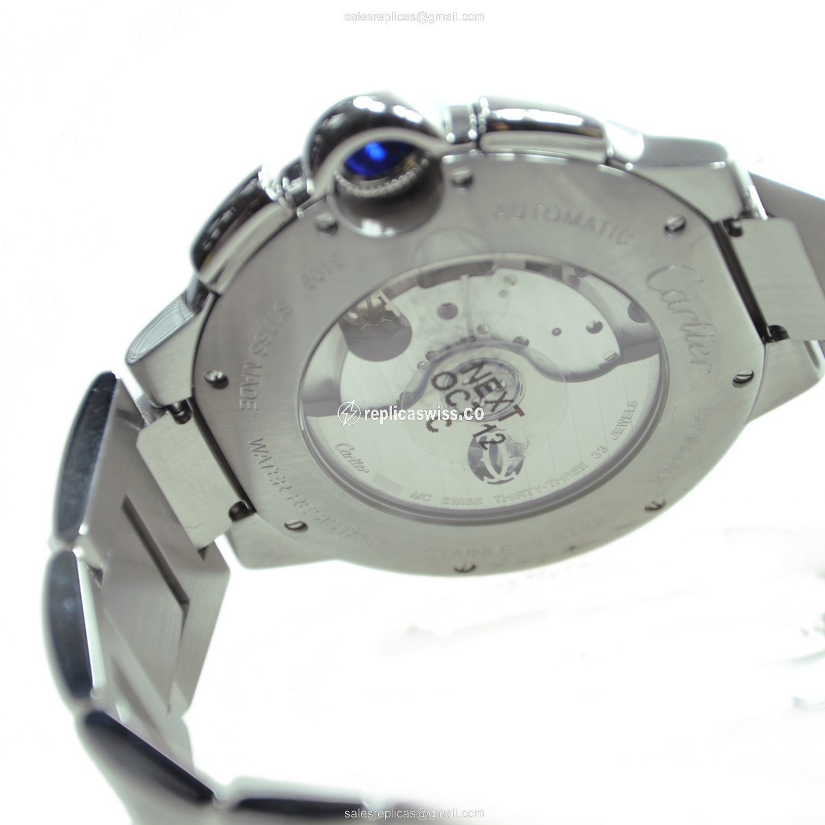 Cartier Ballon Bleu Replica - Automatic - Steel Case - Dark Grey - Silver Band - View 4