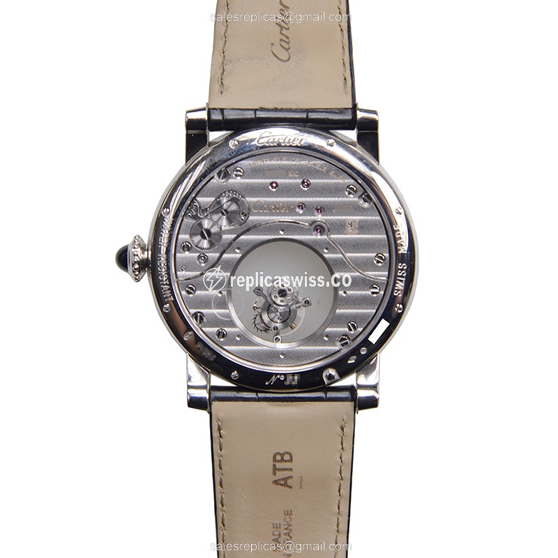 Cartier Rotonde De Cartier Replica - Manual Wind - 18kt Gold - Gray Dial - Black Alligator Strap - View 4