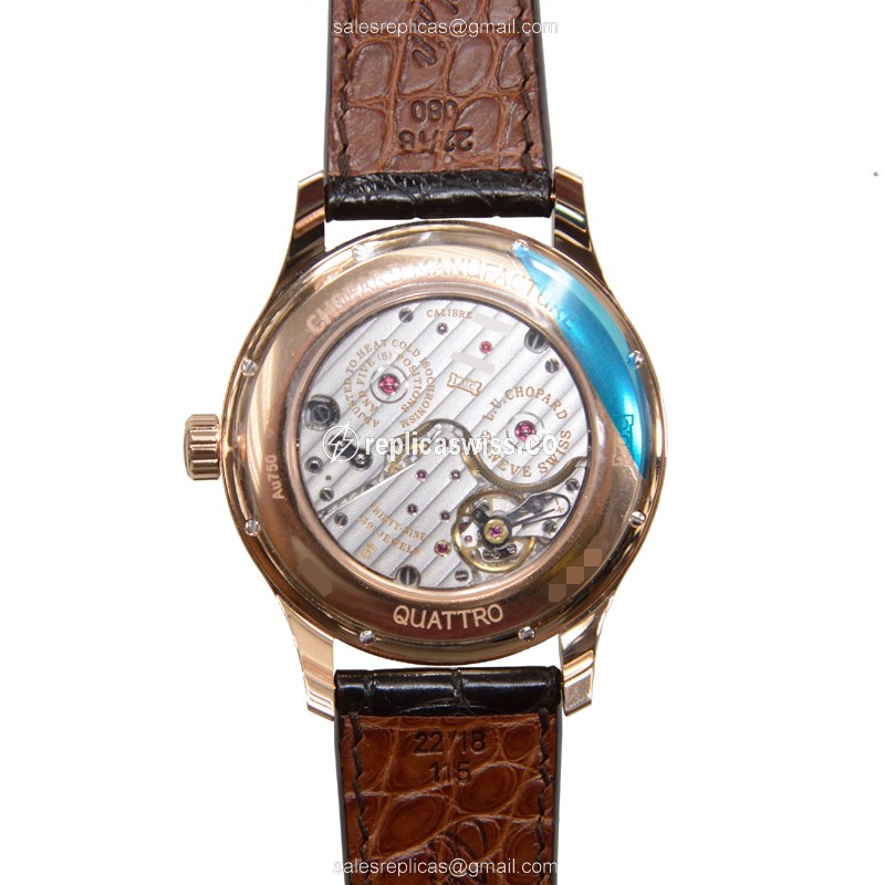 Chopard L.U.C 171926-5001 - Manual Wind - 18kt Rose Gold - Diamond Dial - Brown Alligator Strap - View 3
