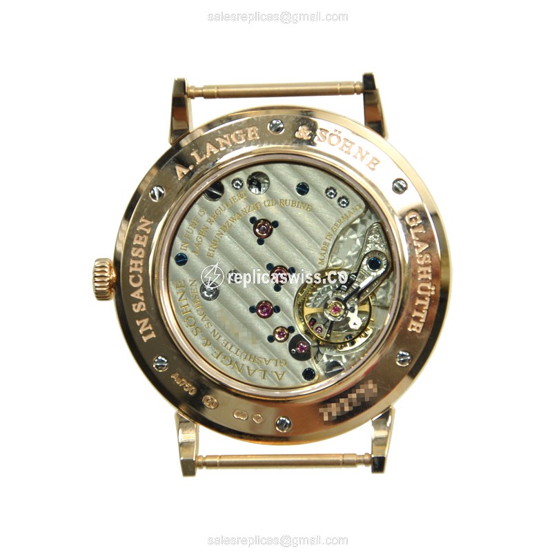 A Lange & Sohne SAXONIA Replica - Manual - 18kt Rose Gold - White Dial & Strap - View 2