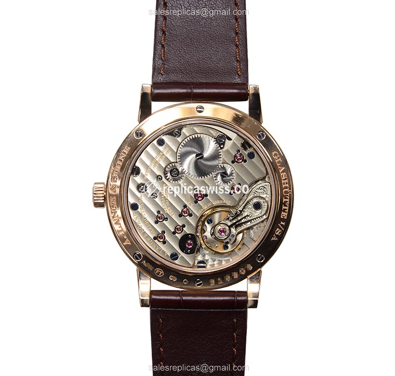 A Lange & Sohne 234.032 1815 Chrono - Manual - 18kt Rose Gold - Silver Dial - Brown Alligator Buckle - View 3