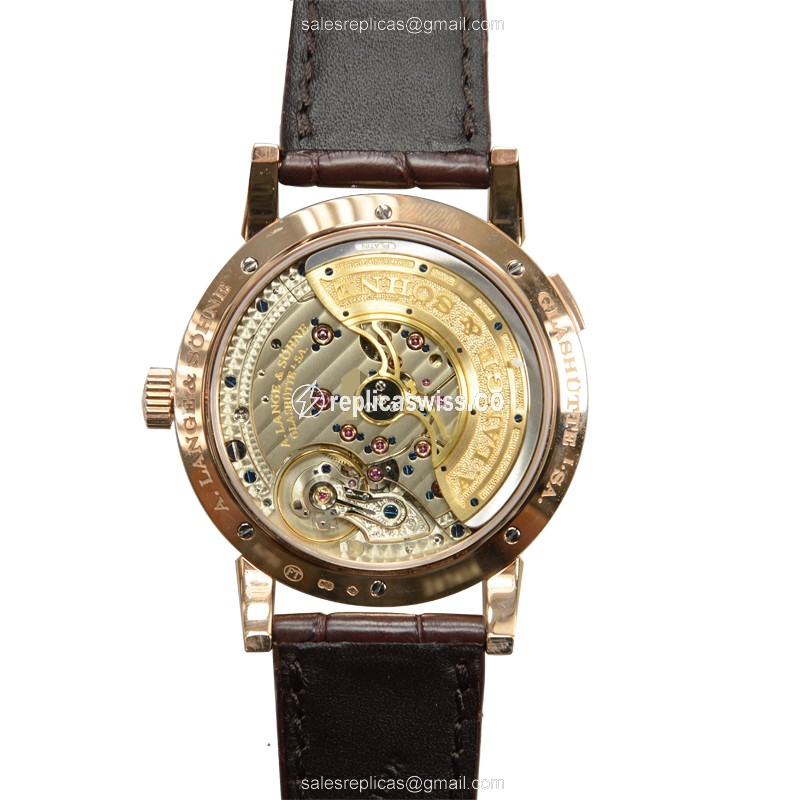 A Lange & Sohne Replica - 320.032 Grand Lange - Automatic - 18kt Rose Gold - White Dial - Brown Alligator Buckle - View 3