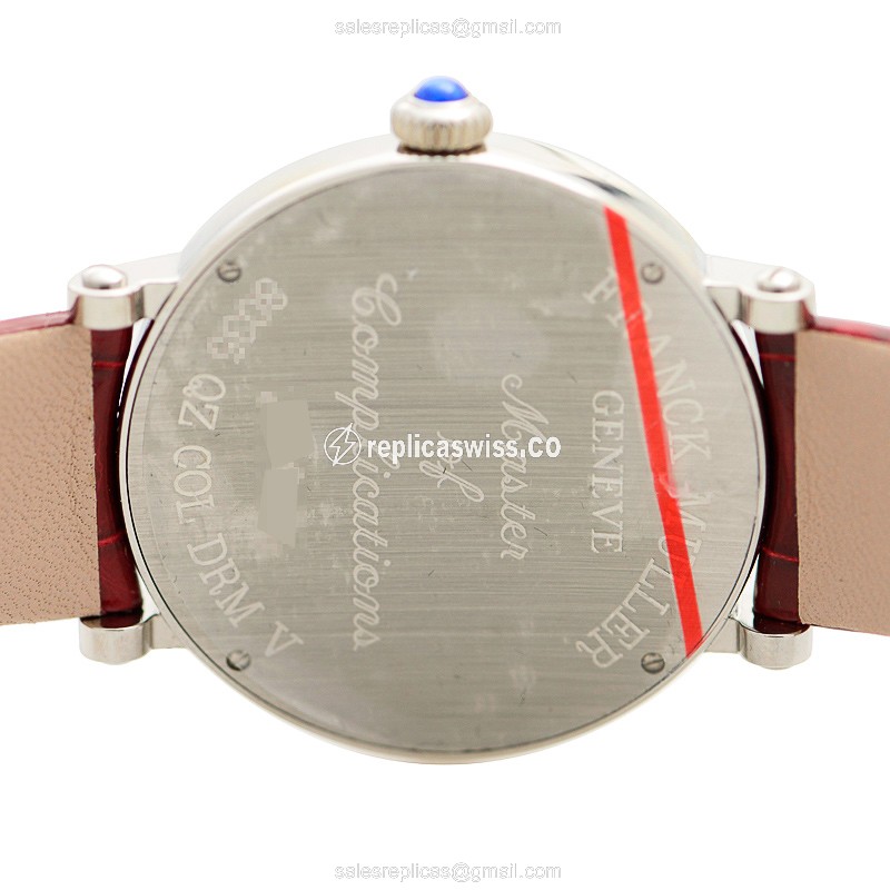 Franck Muller 8035 QZ COL DRM V - Quartz - Steel Case - White Dial - Red Alligator Strap - View 3