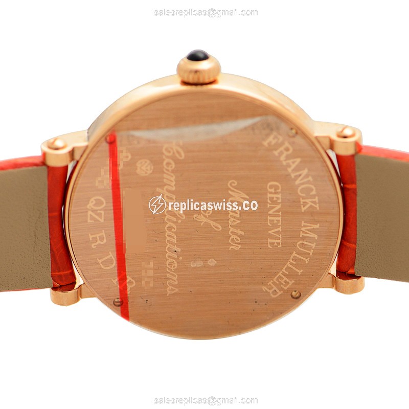 Franck Muller 8035 QZ R D 1R - Quartz - 18kt Rose Gold - Diamonds - White Dial - Buckle Clasp - View 3