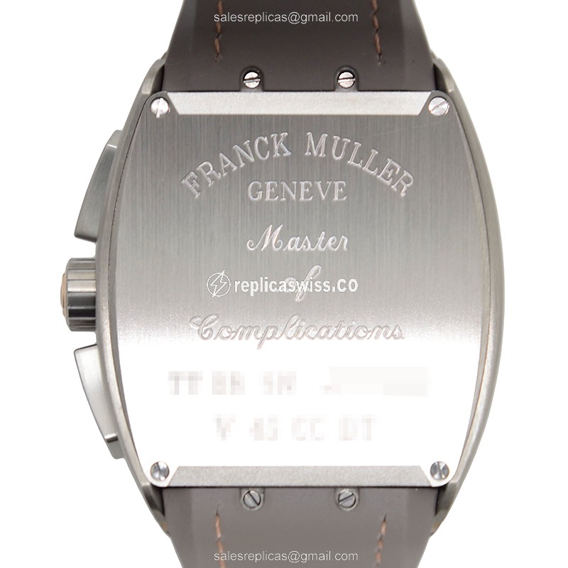 Franck Muller V 45 CC DT TT BR5N Vanguard Replica - Automatic - Stainless Steel - Gray Dial, Leather Strap - View 3