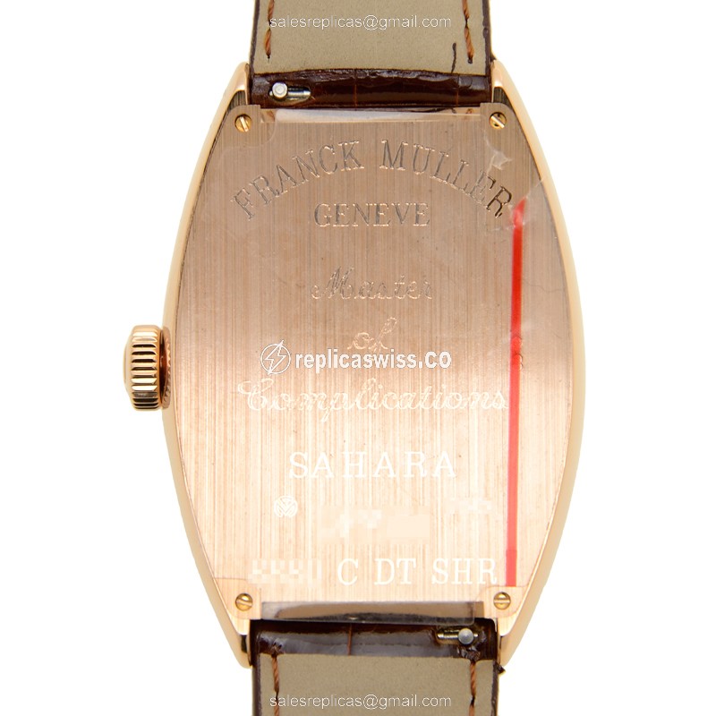 Franck Muller 8880 C DT SHR 18kt Rose Gold Auto - White Dial - Leather Black Strap - View 3