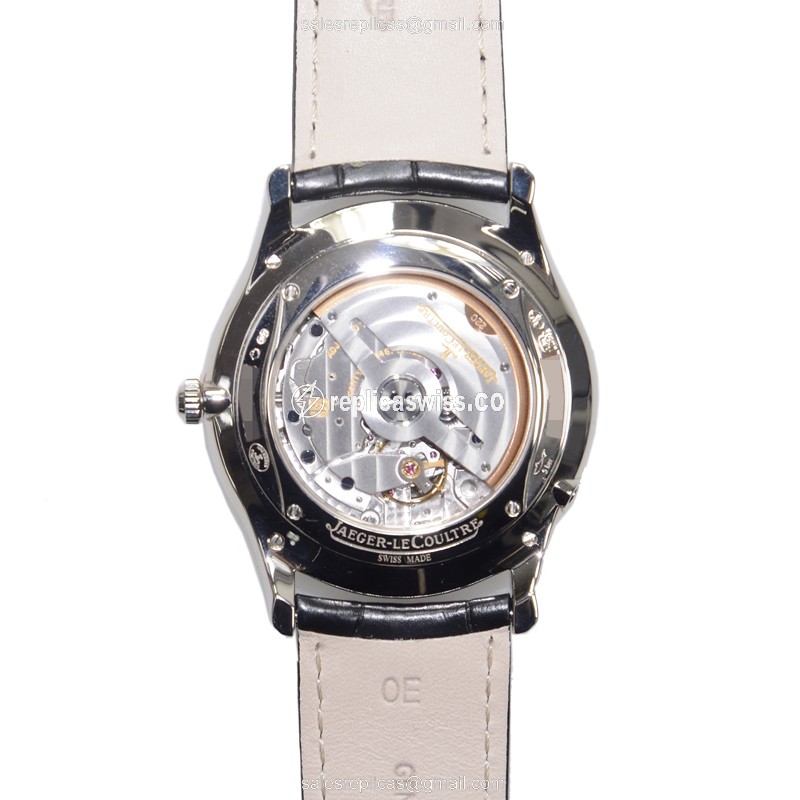 Jaeger-Lecoultre Q1303520 Replica - Ultra Thin - Automatic - 18kt White Gold - Silver Dial - Black Alligator Strap - View 3