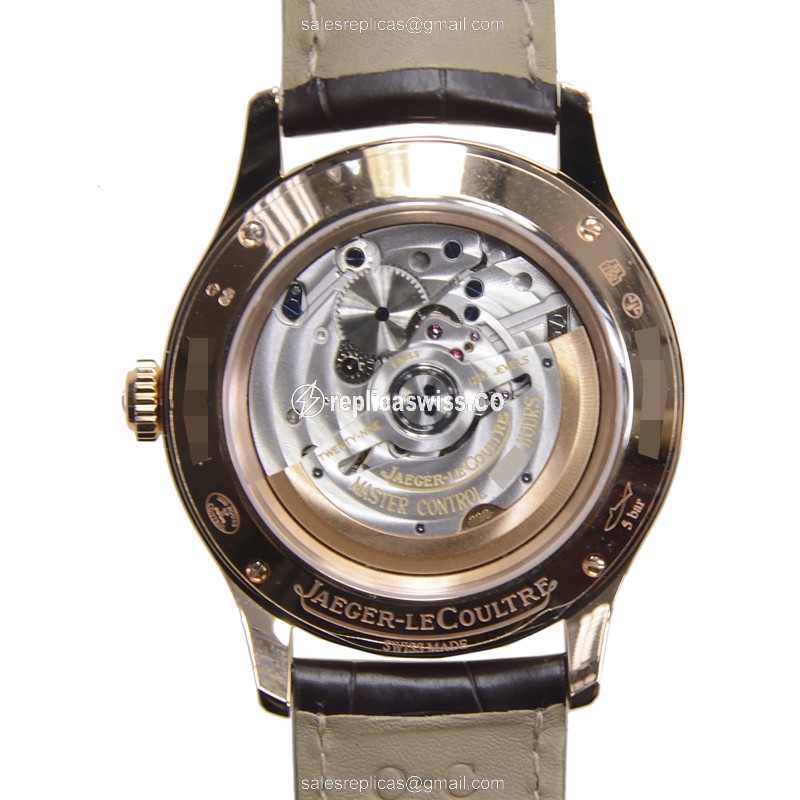 Jaeger-Lecoultre Q1622530 Replica - Automatic 18kt Gold - Silver Dial - Brown Alligator Strap - View 3