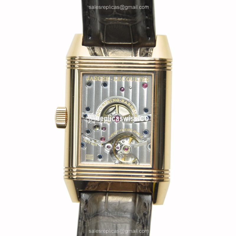 Jaeger-Lecoultre Q3002401 REVERSO - Manual - 18kt Rose Gold - White Dial - Brown Alligator Strap - View 3