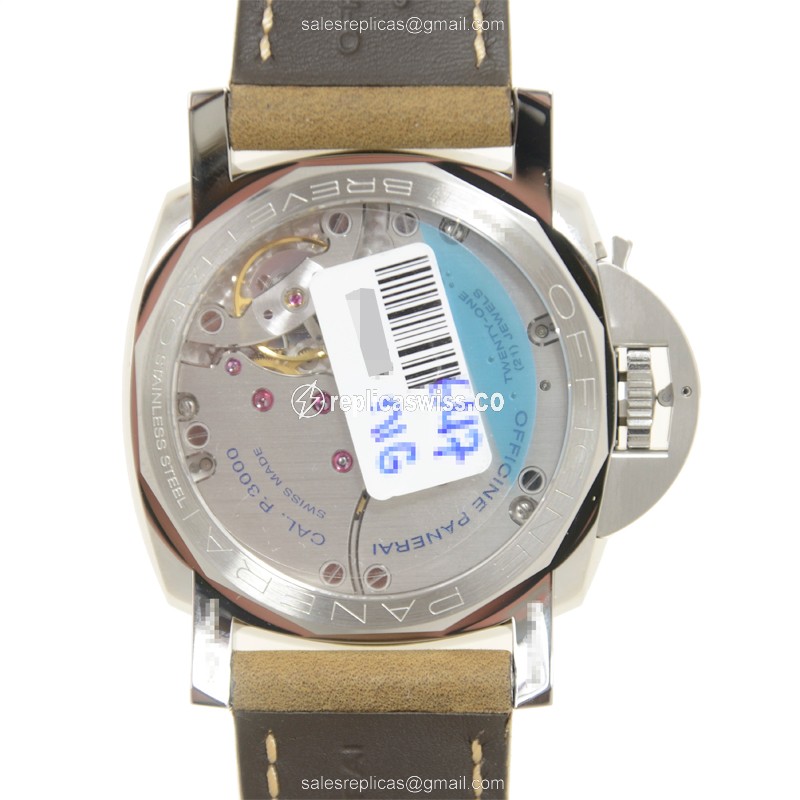 Panerai PAM00557 LUMINOR - Manual Wind - Steel Case - Black Dial - Brown Cowhide - View 3