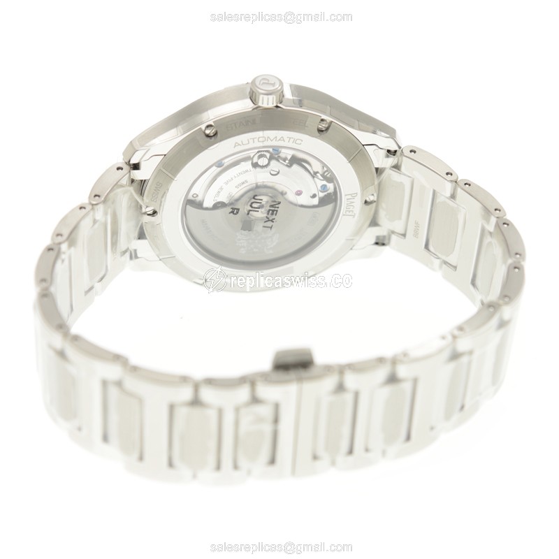 Piaget POLO Replica - Automatic - Silver Steel - Sapphire Crystal - Silver Clasp - View 4