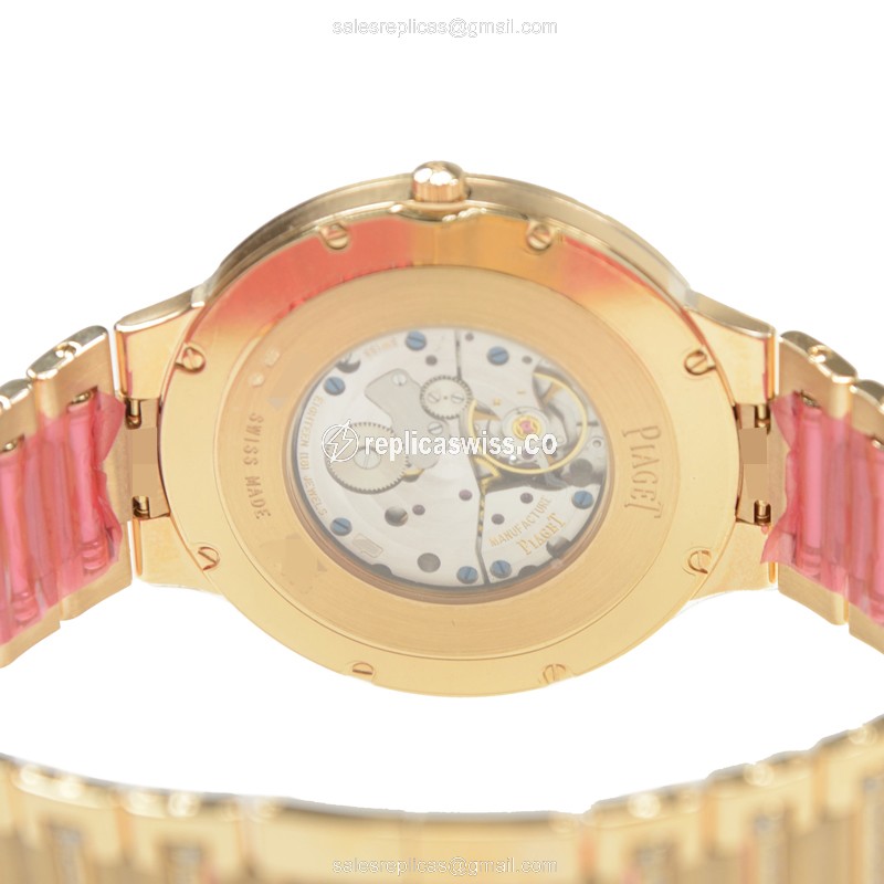 Piaget DANCER Replica - Manual - 18kt Rose Gold - Diamonds - Silver Dial - View 4